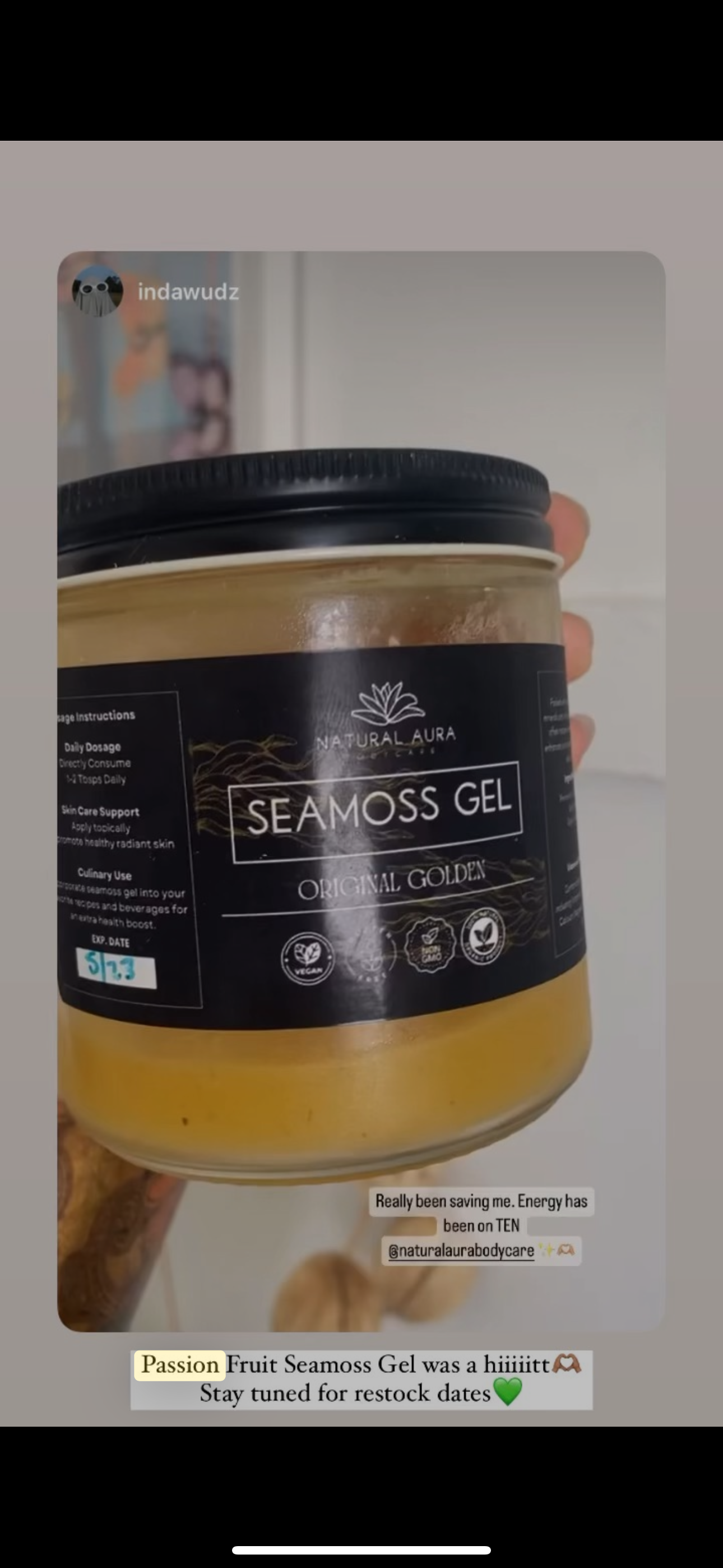 Passion fruit Seamoss Gel